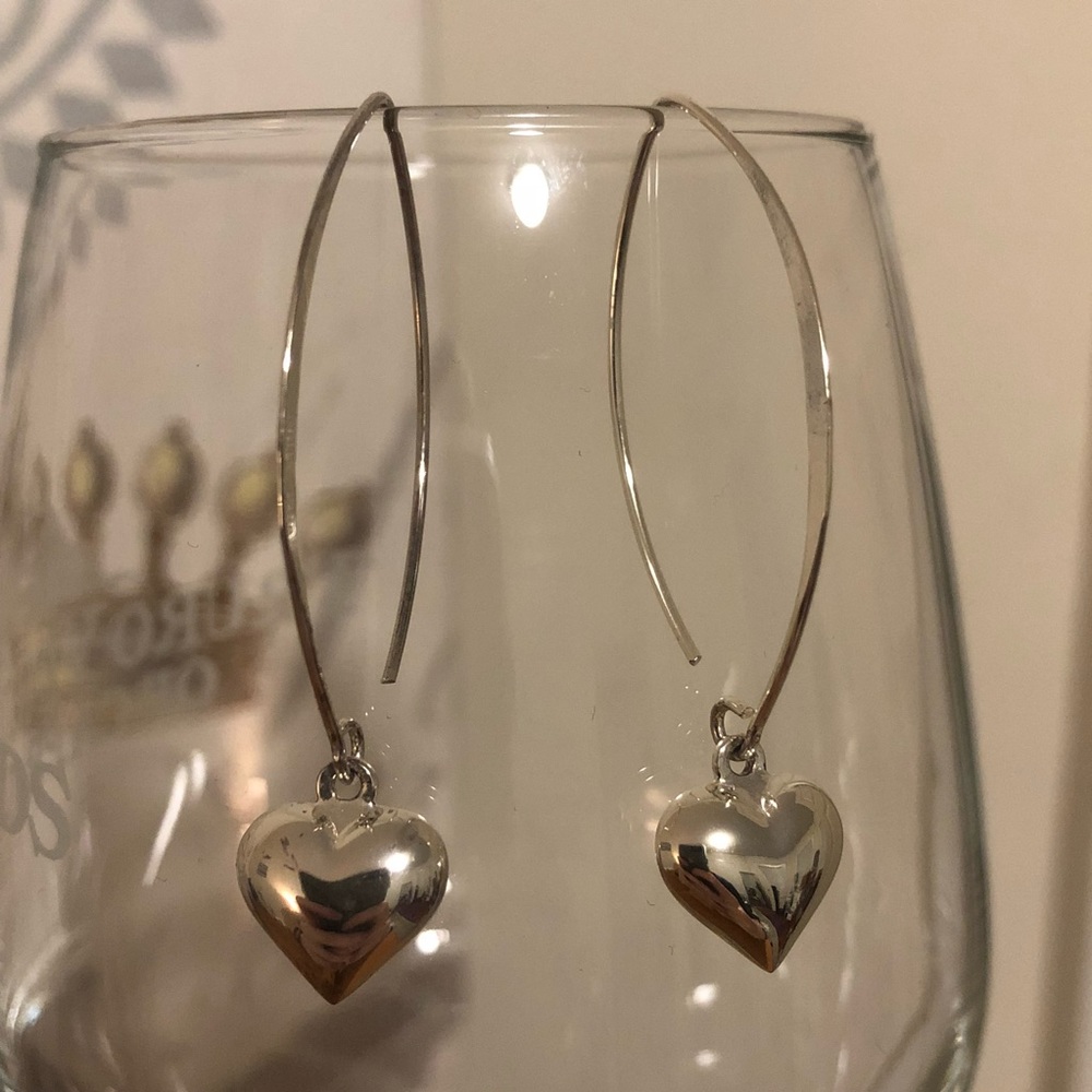 Sterling Silver Heart Drop Earrings